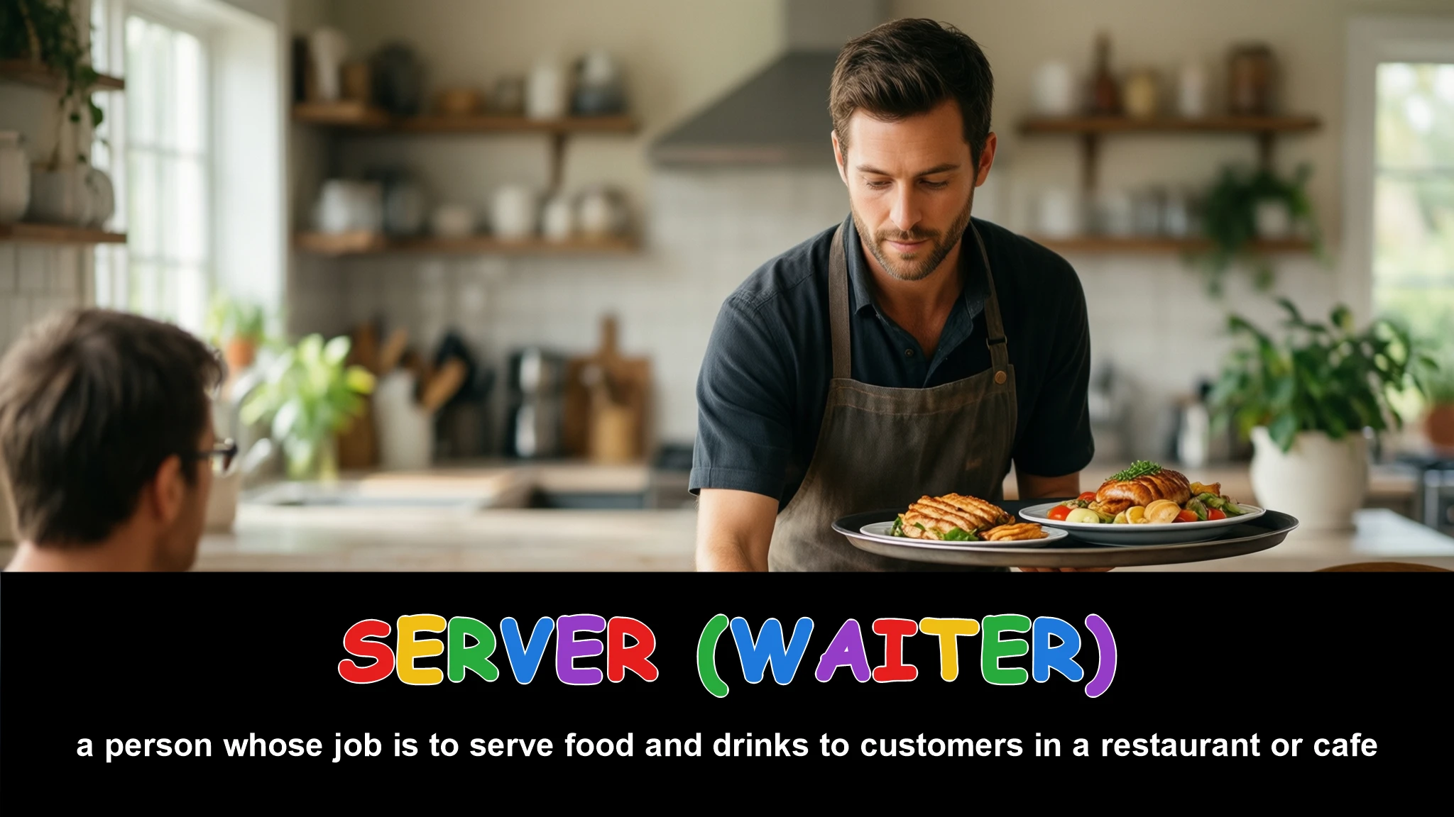 English Illustration for server (waiter)